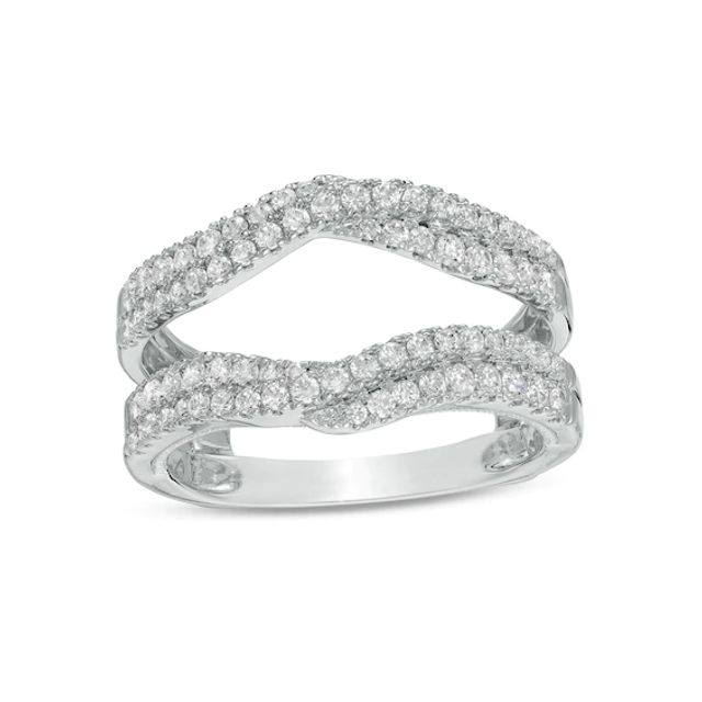 3/4 CT. T.w. Diamond Double Row Crossover Enhancer in 14K White Gold