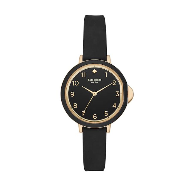 Ladies' Kate Spade Park Row Gold-Tone Strap Watch with Black Dial (Model: Ksw1352)