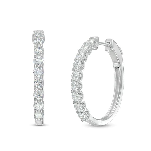 2 CT. T.w. Diamond Oval Hoop Earrings in 10K White Gold