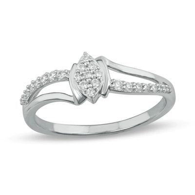 1/6 CT. T.w. Composite Marquise-Shaped Diamond Split Shank Promise Ring in 10K White Gold