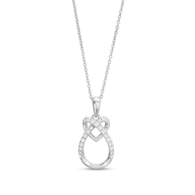 1/6 CT. T.w. Diamond Heart and Teardrop Pendant in Sterling Silver