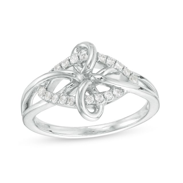 1/5 CT. T.w. Diamond Infinity Loop Split Shank Ring in Sterling Silver