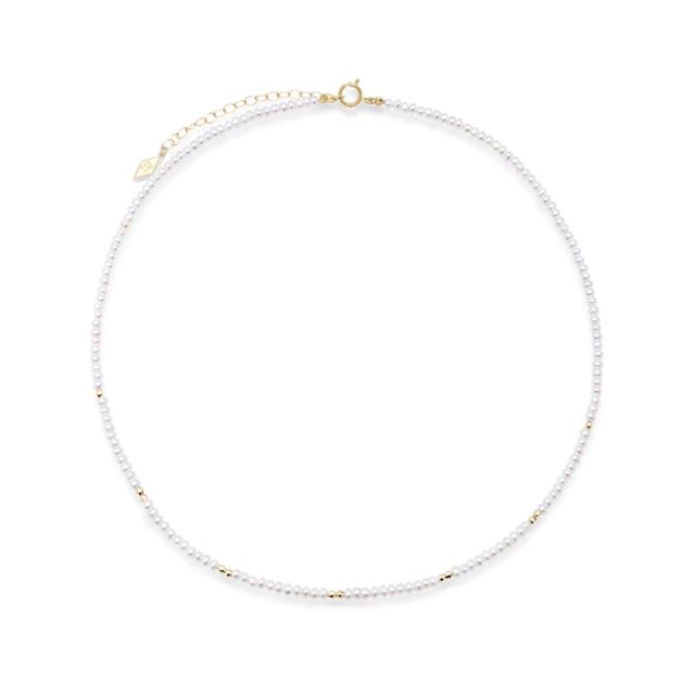 Elliot Young Natural Freshwater Pearl and Scattered Bead Choker Necklace in 14K Gold â 16"