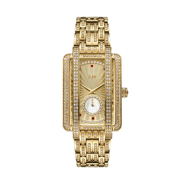 Ladies' Limited Edition JBW Mink PS Diamond and Ruby Accent 18K Gold Plate Watch with Rectangular Dial (Model: Ps505A)