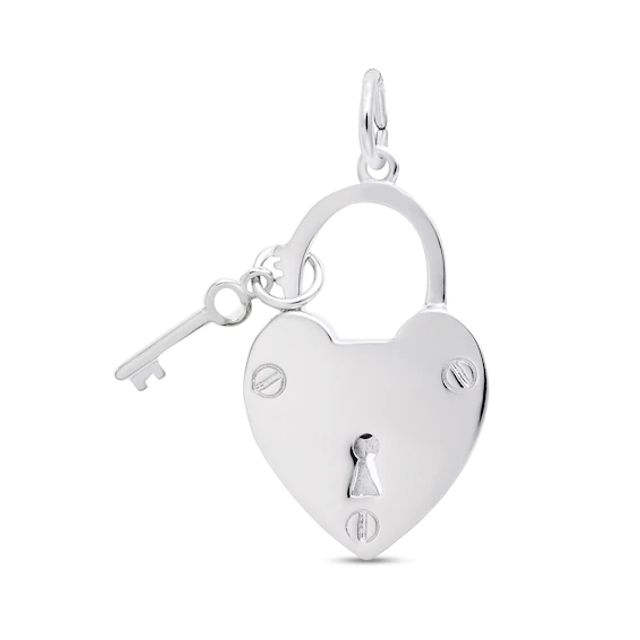 Rembrandt CharmsÂ® Heart-Shaped Lock with Key in Sterling Silver