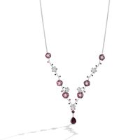 Enchanted Disney Ballroom Mulan Rhodolite Garnet and 2-1/2 CT. T.w. Black Enhanced and White Diamond Necklace in 14K White Gold