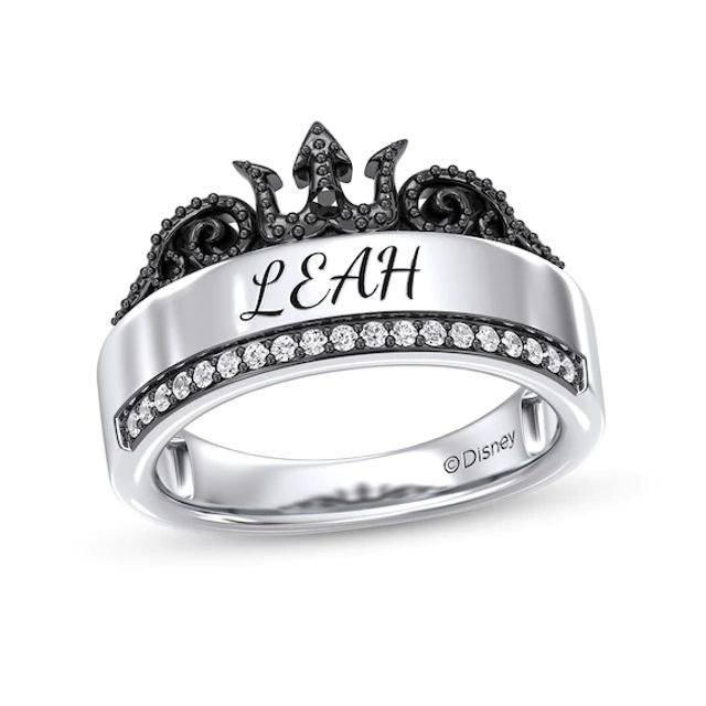 Enchanted Disney Villains Ursula 1/6 CT. T.w. Black and White Diamond Trident Ring in Sterling Silver (1 Line)