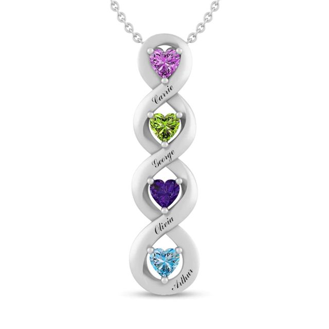 Heart-Shaped Gemstone Linear Braid Pendant (2-5 Stones and Lines)