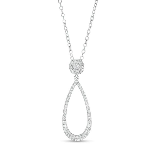 1/3 CT. T.w. Diamond Elongated Open Teardrop Pendant in 10K White Gold