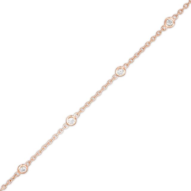 1/5 CT. T.w. Diamond Station Bracelet in 10K Rose Gold â 7.25"