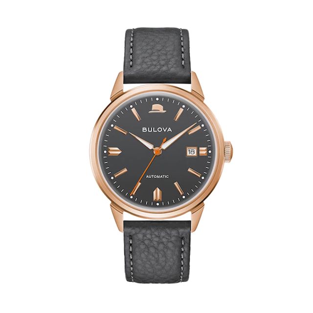 Men's Bulova Frank Sinatra 'Summer Wind' Collection Rose-Tone Strap Watch with Grey Dial (Model: 97B206)