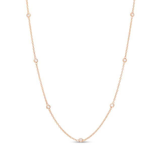 1/5 CT. T.w. Diamond Station Necklace in 10K Rose Gold