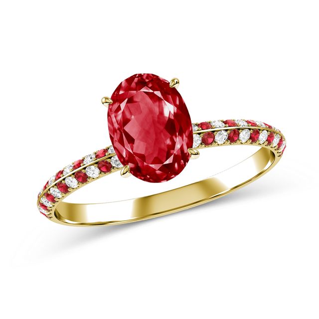 Oval Ruby and Diamond Engagement Ring in 10K Gold