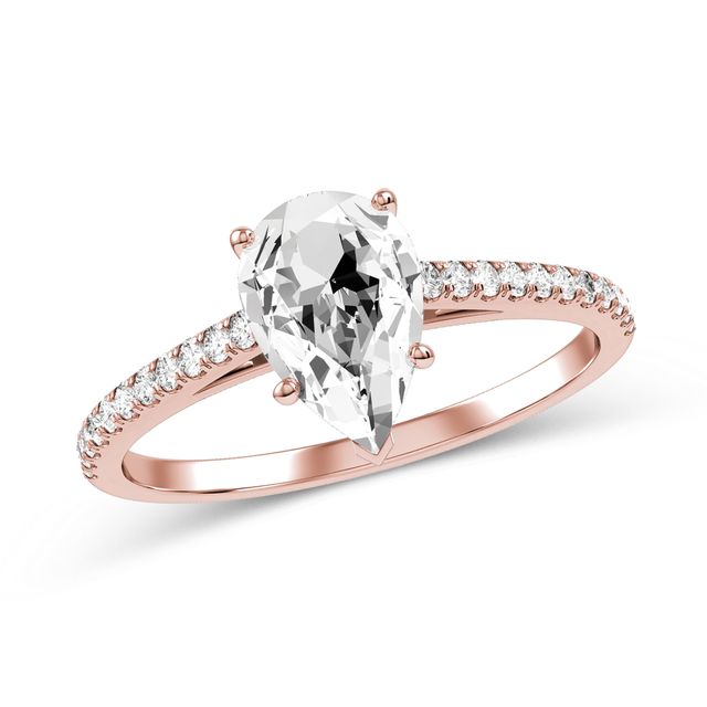Pear-Shaped Diamond Engagement Ring in 10K Rose Gold