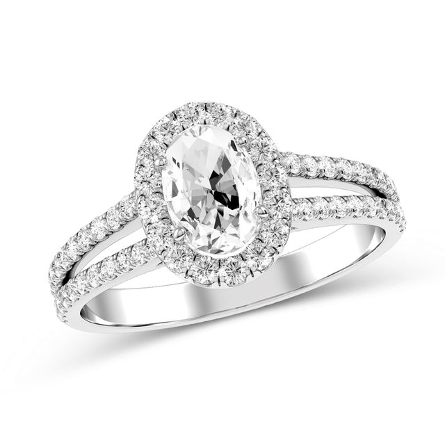 Oval Diamond Engagement Ring in 10K White Gold