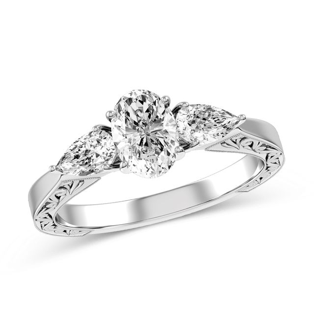 Oval Diamond Engagement Ring in 10K White Gold