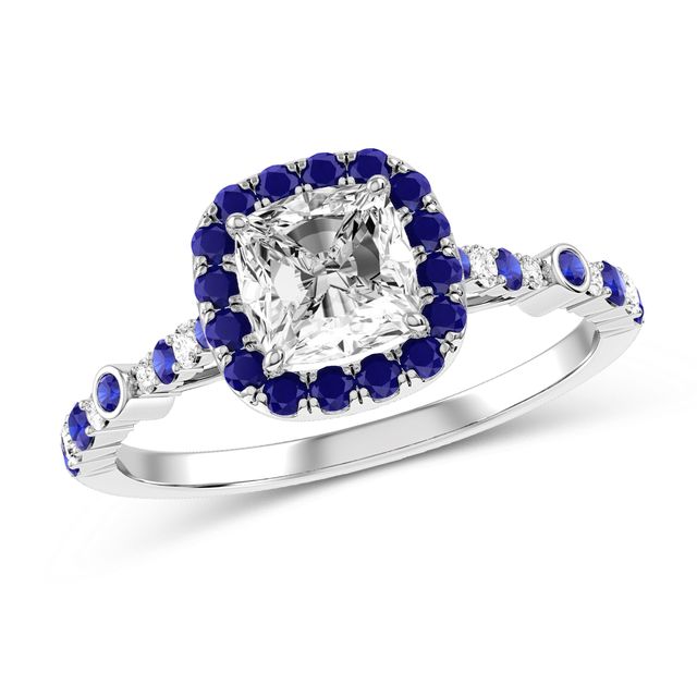 Cushion-Cut Diamond Engagement Ring in 10K White Gold