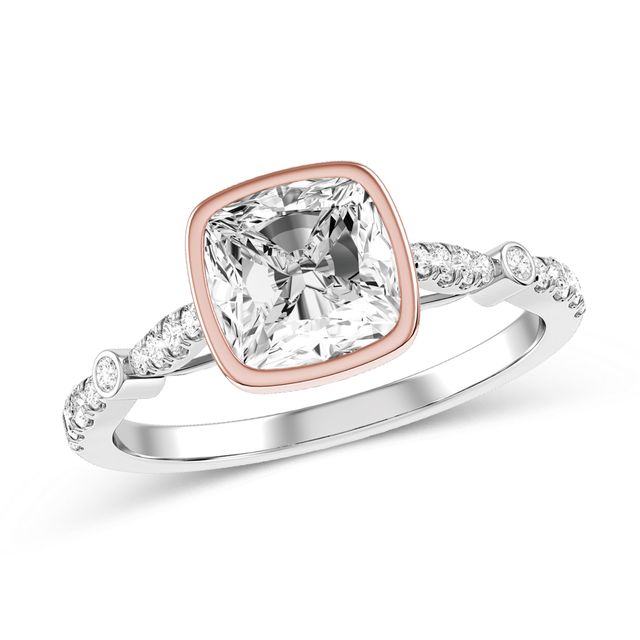 Cushion-Cut Diamond Engagement Ring in 10K Two-Tone Gold