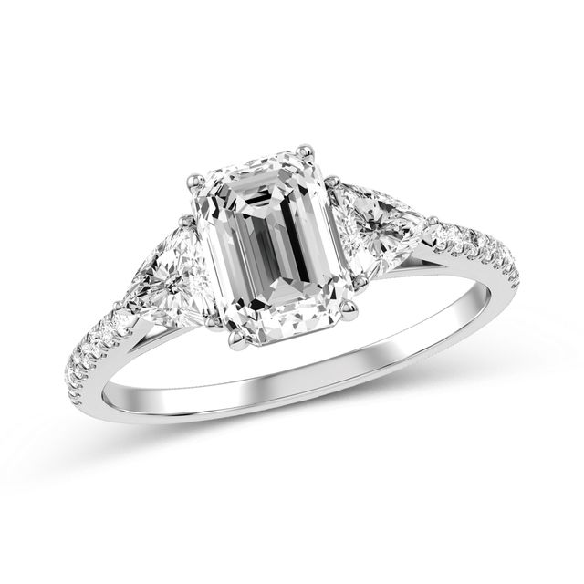 Emerald-Cut Diamond Engagement Ring in 10K White Gold