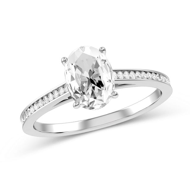 Oval Diamond Engagement Ring in 10K White Gold