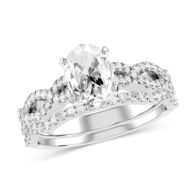 Oval Diamond Bridal Set in 10K White Gold