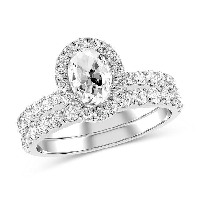 Oval Diamond Bridal Set in 10K White Gold