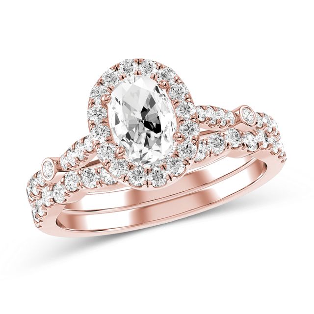 Oval Diamond Bridal Set in 10K Rose Gold