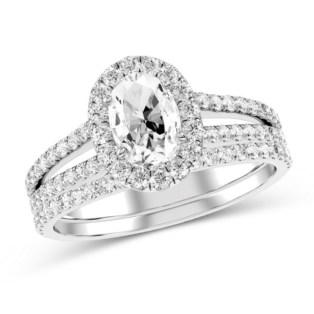 Oval Diamond Bridal Set in 10K White Gold