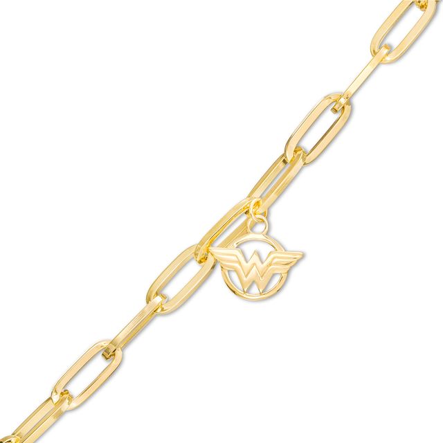 Wonder Womanâ¢ Collection Logo Paper Clip Link Bracelet in 10K Gold â 7.5"
