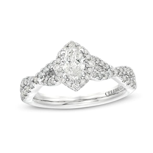 Celebration Infiniteâ¢ 1 CT. T.w. Certified Oval Diamond Frame Engagement Ring in 14K White Gold (I/Si2)