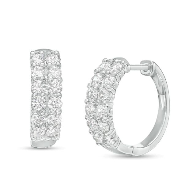 2 CT. T.w. Certified Lab-Created Diamond Double Row Hoop Earrings in 14K White Gold (F/Si2)