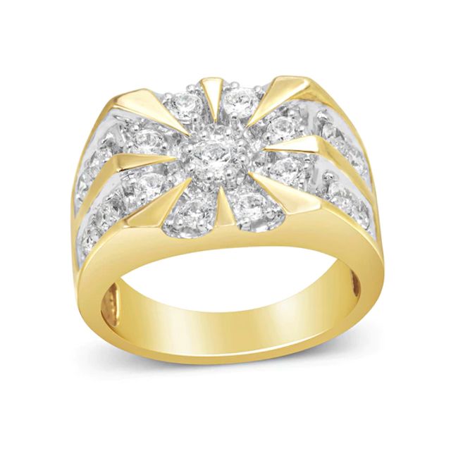 Men's 1-1/2 CT. T.w. Diamond Sunburst Frame Ring in 10K Gold