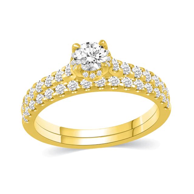 1 CT. T.w. Diamond Hidden Frame Bridal Set in 14K Gold (I/I2)