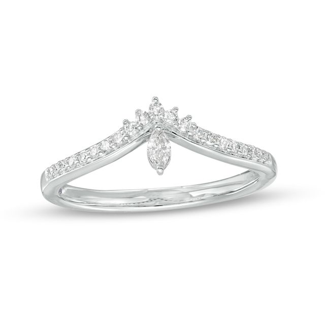 Cherished Promise Collectionâ¢ 1/6 CT. T.w. Marquise and Round Diamond Chevron Promise Ring in 10K White Gold