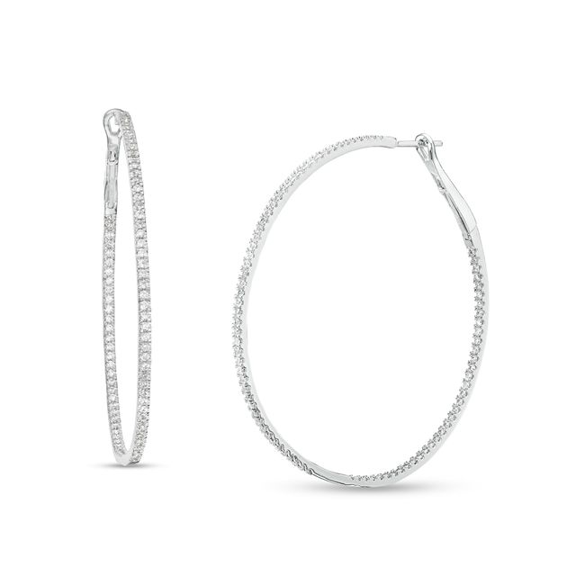 1-3/4 CT. T.w. Diamond Inside-Out Hoop Earrings in 10K White Gold