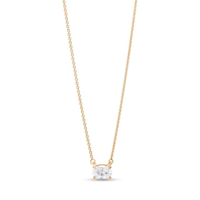 1/3 CT. Certified Oval Lab-Created Diamond Solitaire Necklace in 14K Gold (F/Si2)