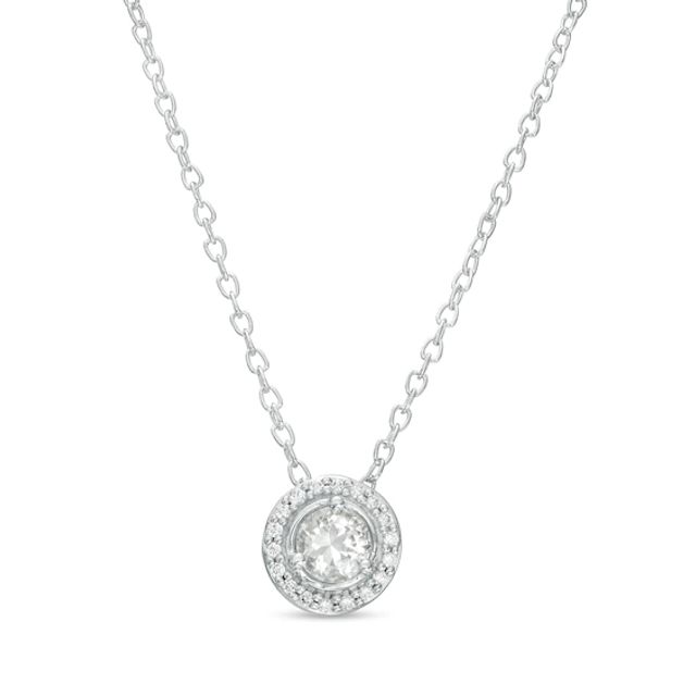 White Sapphire and Diamond Accent Frame Pendant in 10K White Gold