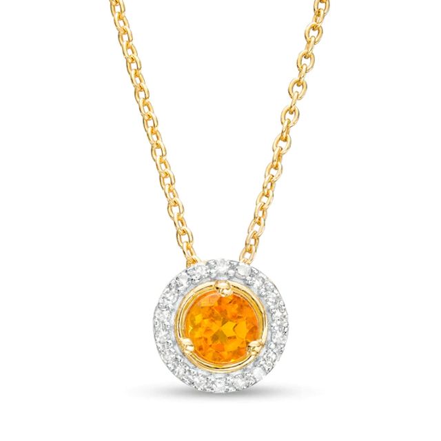 Citrine and Diamond Accent Frame Pendant in 10K Gold