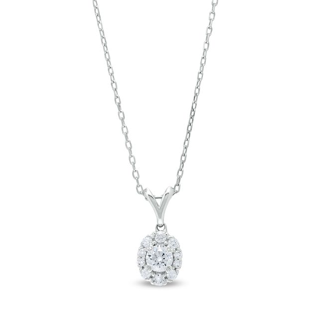 1/2 CT. T.w. Diamond Oval-Shaped Frame Split Bail Pendant in 10K White Gold