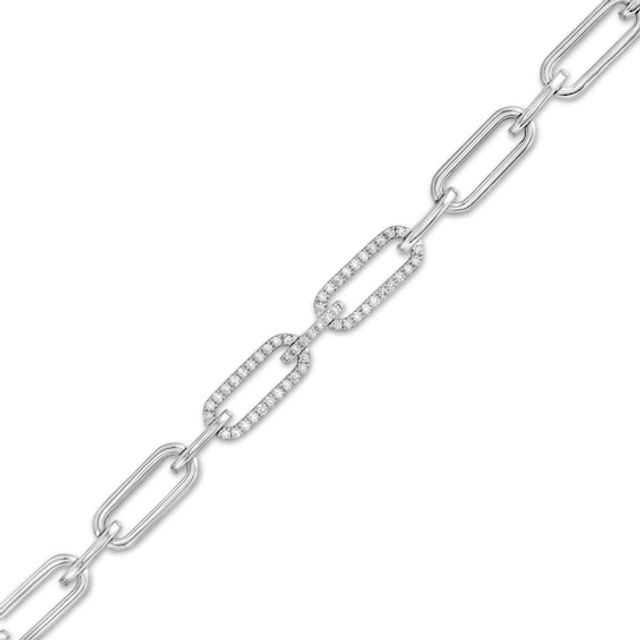 The Kindred Links from Vera Wang Love Collection 1/4 CT. T.w. Diamond Paper Clip Link Bracelet in Sterling Silver