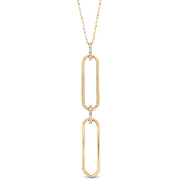 The Kindred Links from Vera Wang Love Collection 1/8 CT. T.w. Diamond Paper Clip Link Drop Pendant in 10K Gold â 19"