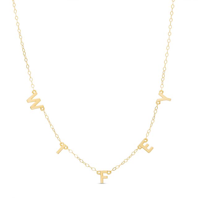 "Wifey" Letter Station Necklace in 10K Gold â 17"