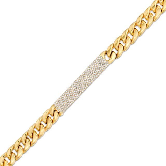 1-1/2 Ct.t.w. Diamond ID Curb Chain Bracelet in 10K Gold - 8.5"