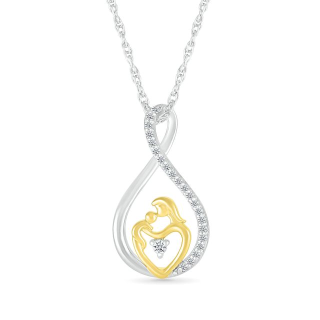 1/8 CT. T.w. Diamond Infinity Loop Motherly Love Pendant in Sterling Silver and 10K Gold