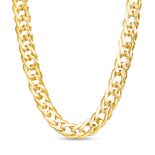 Italian Gold 2.5mm Double Flat Link Necklace in Hollow 14K Gold