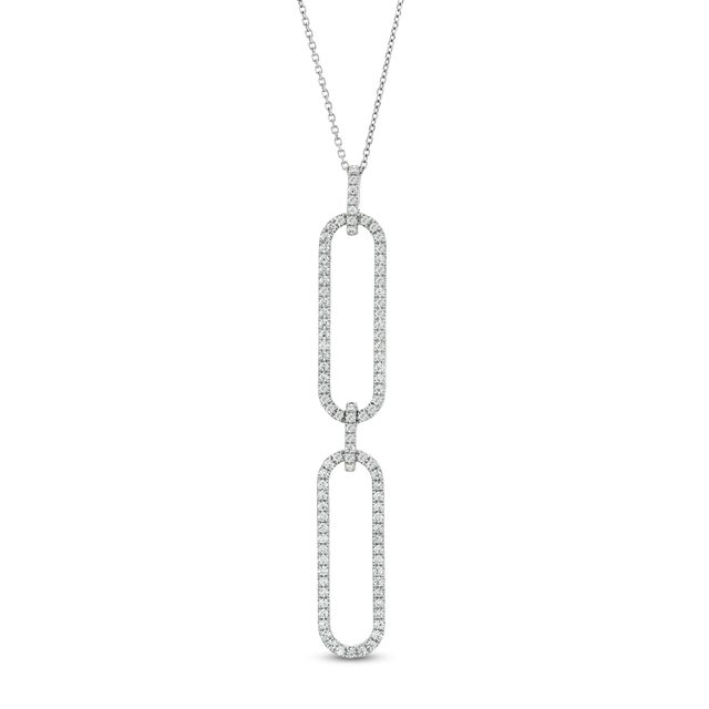 The Kindred Links from Vera Wang Love Collection 1 CT. T.w. Diamond Paper Clip Link Pendant in Sterling Silver â 19"