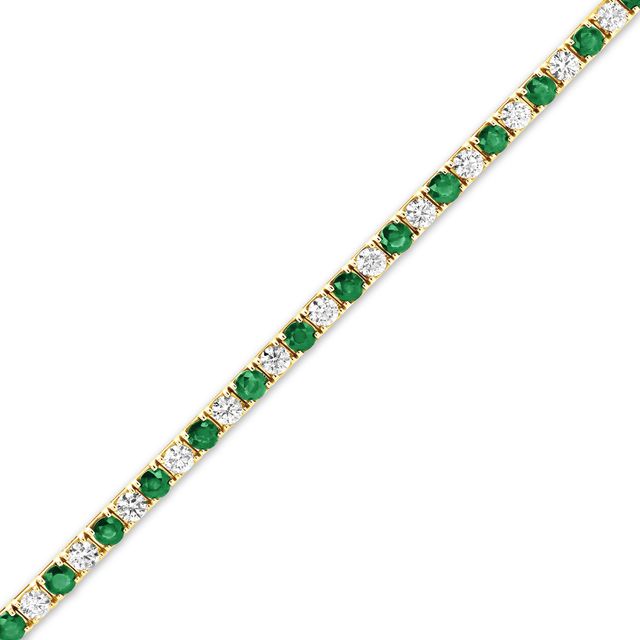 Emerald and 2-1/2 CT. T.w. Diamond Alternating Line Bracelet in 14K Gold