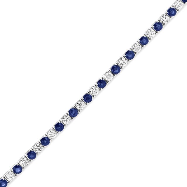 Blue Sapphire and 2-1/2 CT. T.w. Diamond Alternating Line Bracelet in 14K White Gold