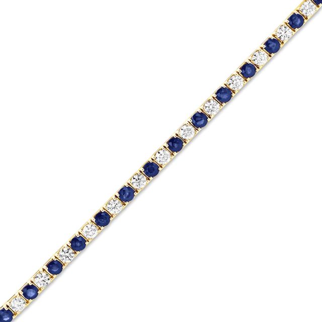 Blue Sapphire and 2-1/2 CT. T.w. Diamond Alternating Line Bracelet in 14K Gold