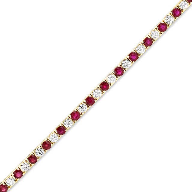 Ruby and 2-1/2 CT. T.w. Diamond Alternating Line Bracelet in 14K Gold